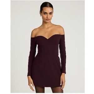 Express Dark Purple Off-the-Shoulder Sweetheart Long Sleeve Dress